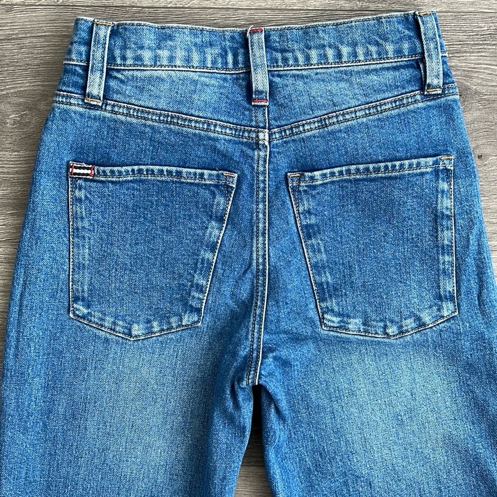Alice + Olivia Fabulous 70s Bootcut Jeans Best Interest Blue Frayed Hem 24 Waist - Picture 10 of 12